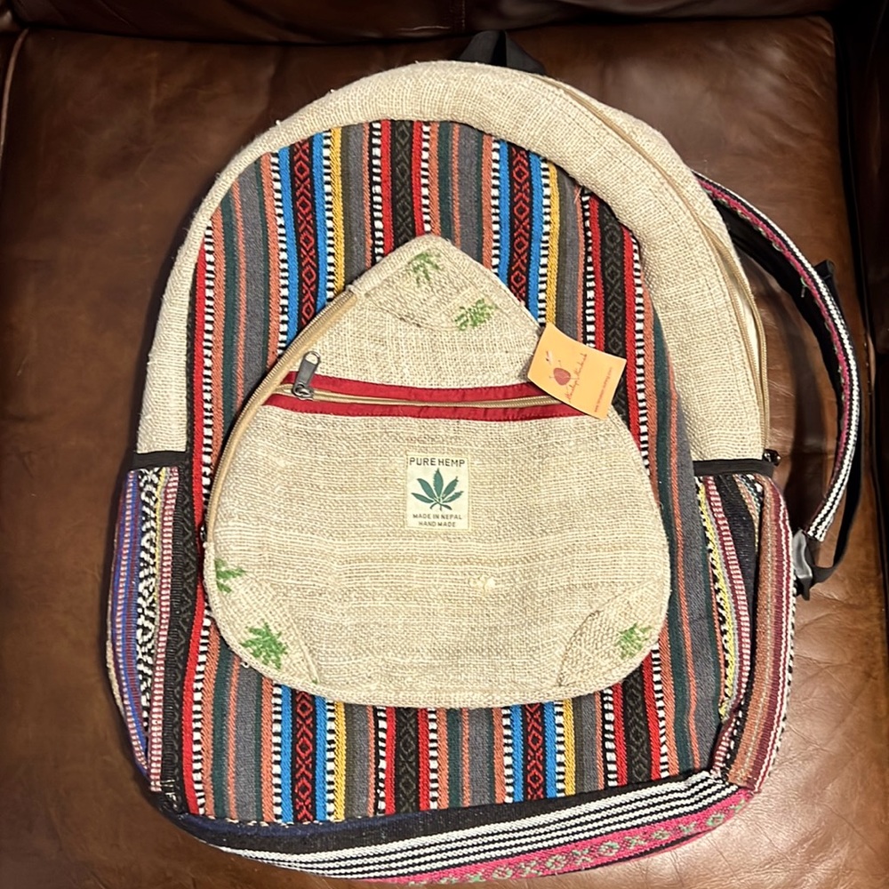 HEMP BACKPACK- Multi Pockets | Large Laptop Travel Backpack | THC FREE | NWT